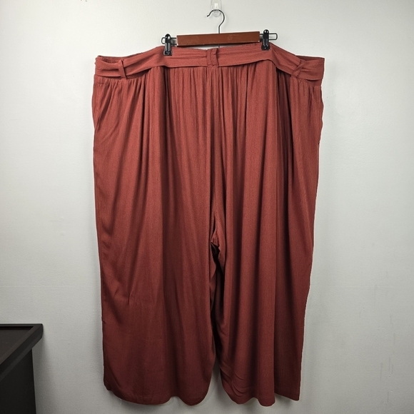 TORRID Crop Flowy‎ Wide Leg Gauze Mid-Rise Tie-Front Pants Brown Womens Sz 6X - Picture 10 of 14